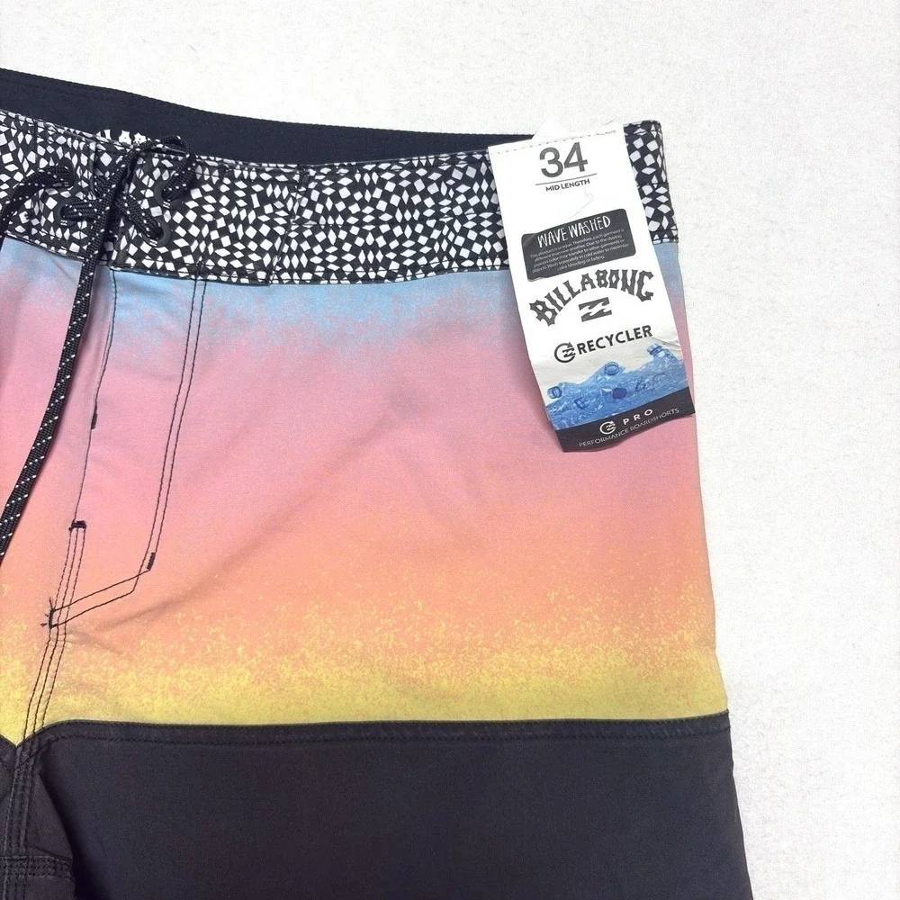 NWT Billabong Fifty50 Board Shorts Men 34 Swim Trunks Recycler Stretch Colorful